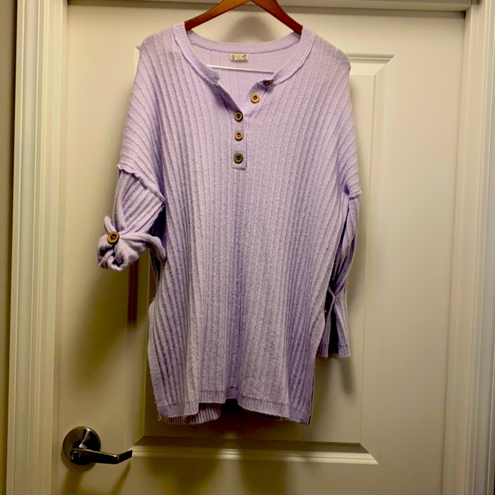 Free people lilac oversized ribbed cozy sweater size medium